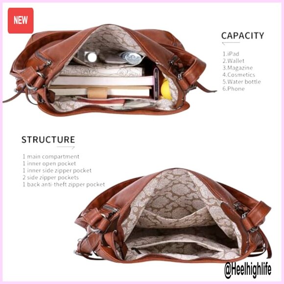 Convertible Backpack Hobo Bag Set Vegan Leather Tote Crossbody Shoulder Purse main image 6